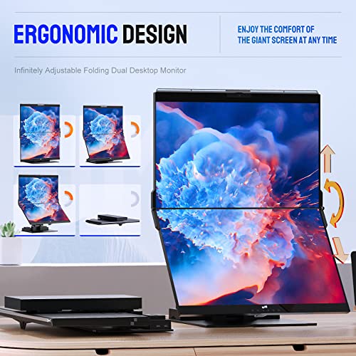 Dual 24" FHD Stacked Desktop Monitors with 1080P Webcam & Speakers, 100W USB-C Charging H1602
