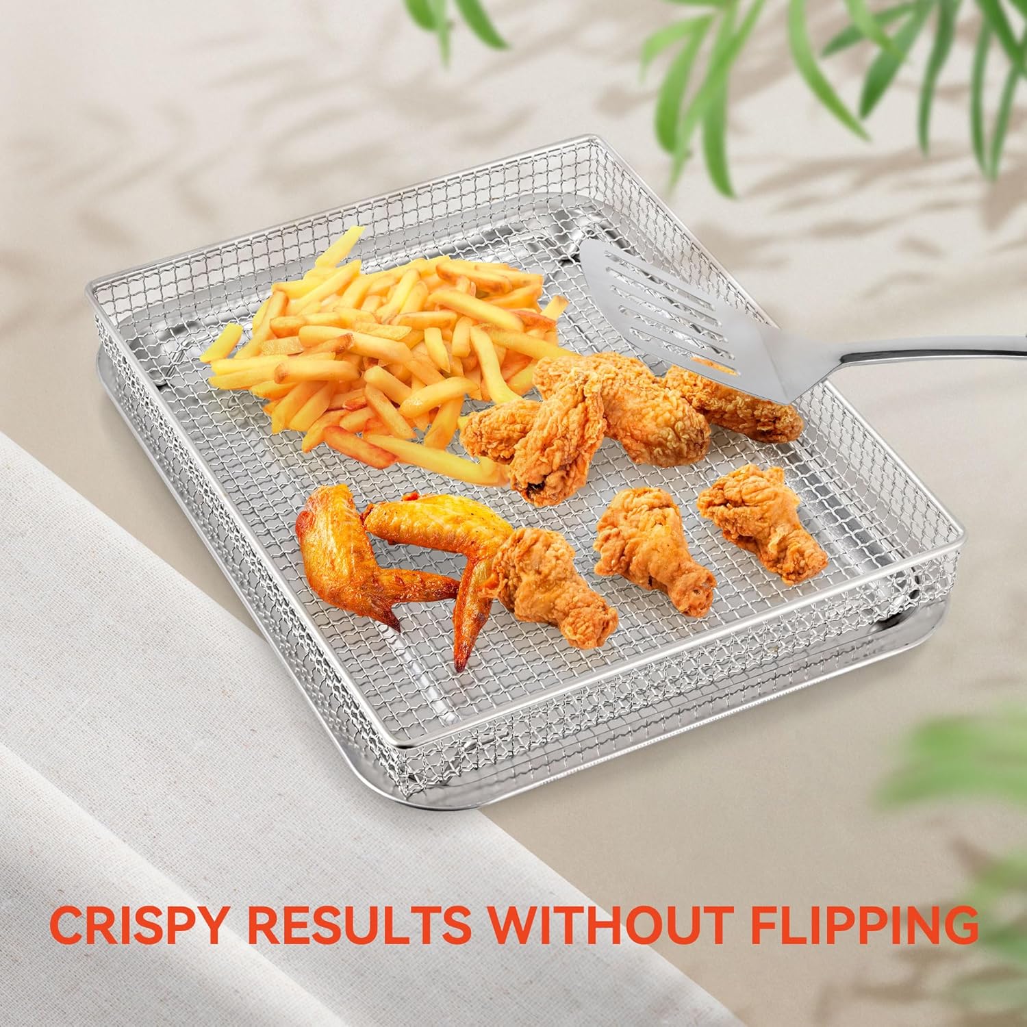 Stainless Steel Air Fryer Basket and Baking Tray (1 Set) I173
