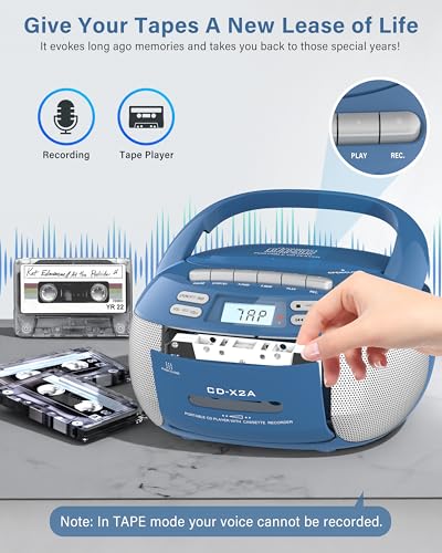 Boombox CD Player Cassette Player AM FM Radio with Bluetooth A7913