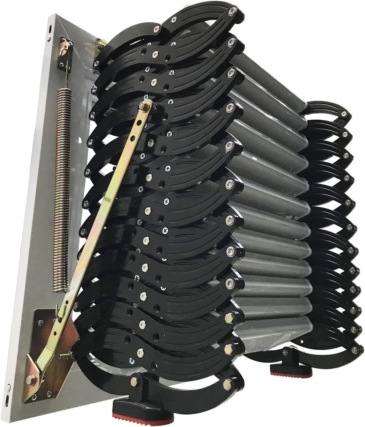 Black Wall-mounted Folding Attic Ladder, 9.8 feet Height, Ti-Mg Alloy O96173