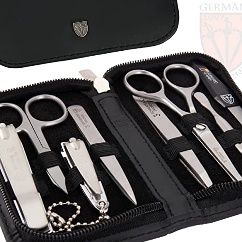 8 piece manicure pedicure grooming kit set synthetic leather case white D334969
