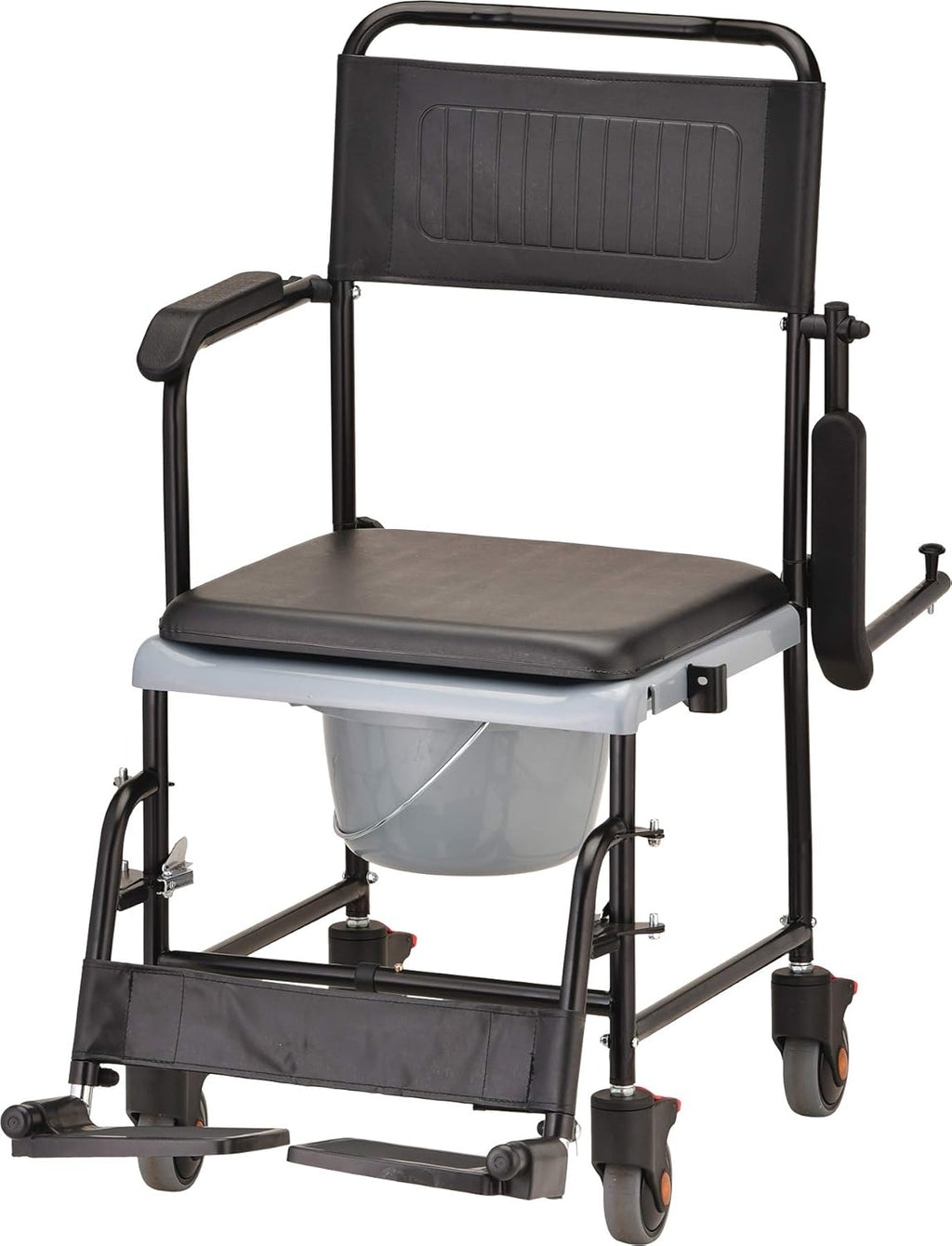 Hammertone Transport Chair Commode with Locking Wheels and Removable Padded Seat A220