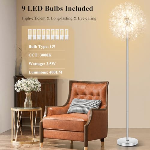 69'' Crystal Floor Lamp with K9 Crystals, Silver Chrome Y879891