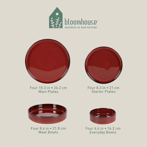 Amber Terracotta Reactive Glaze Dinnerware Set, Service for Four (16pcs) L610421