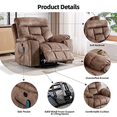 Camel Large Power Lift Recliner Chair with Massage and Heat B7749