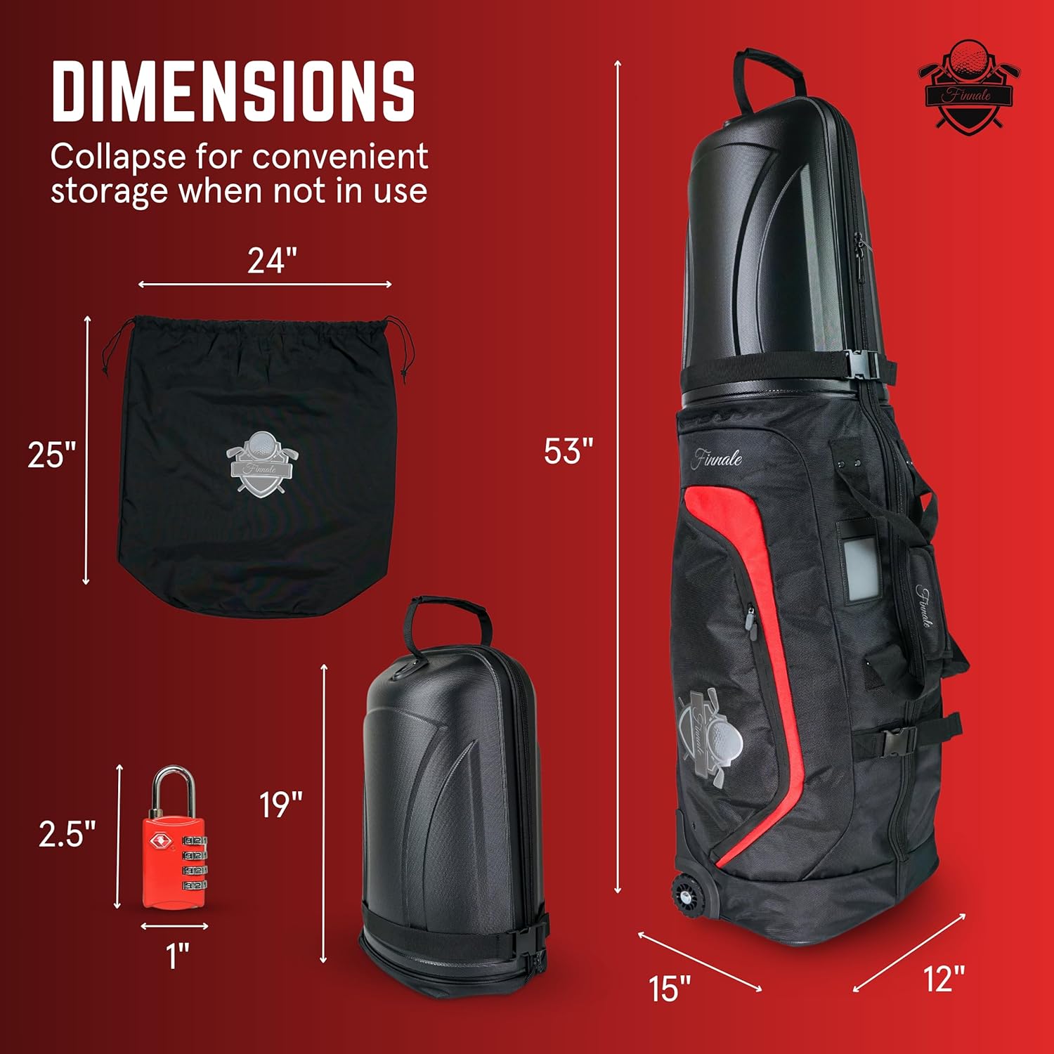 Golf Travel Bag with Hard Case Top and TSA Lock D137905