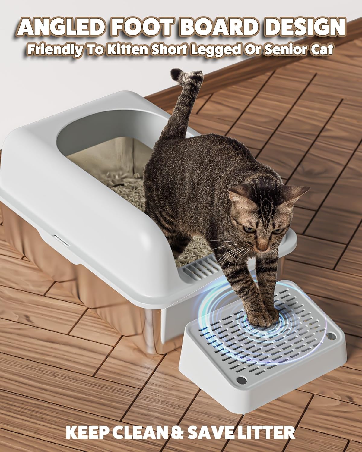 Extra Large Stainless Steel Cat Litter Box with Lid H277550