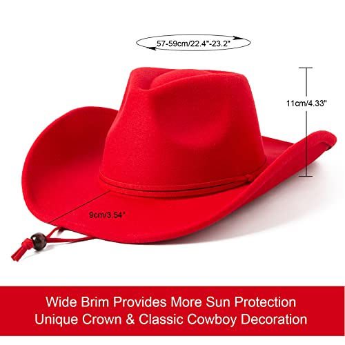 Retro Felt Wide Brim Cowboy Hat with Wind Lanyard G541