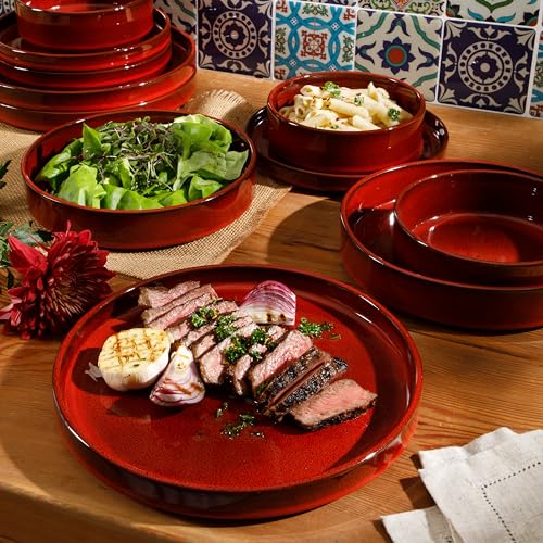Amber Terracotta Reactive Glaze Dinnerware Set, Service for Four (16pcs) L610421