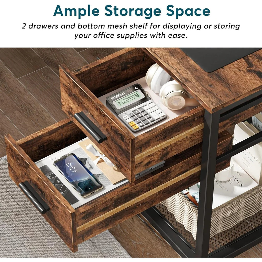 L-Shaped 59" Computer Desk with Drawers Corner Desk with Lift Top S808114