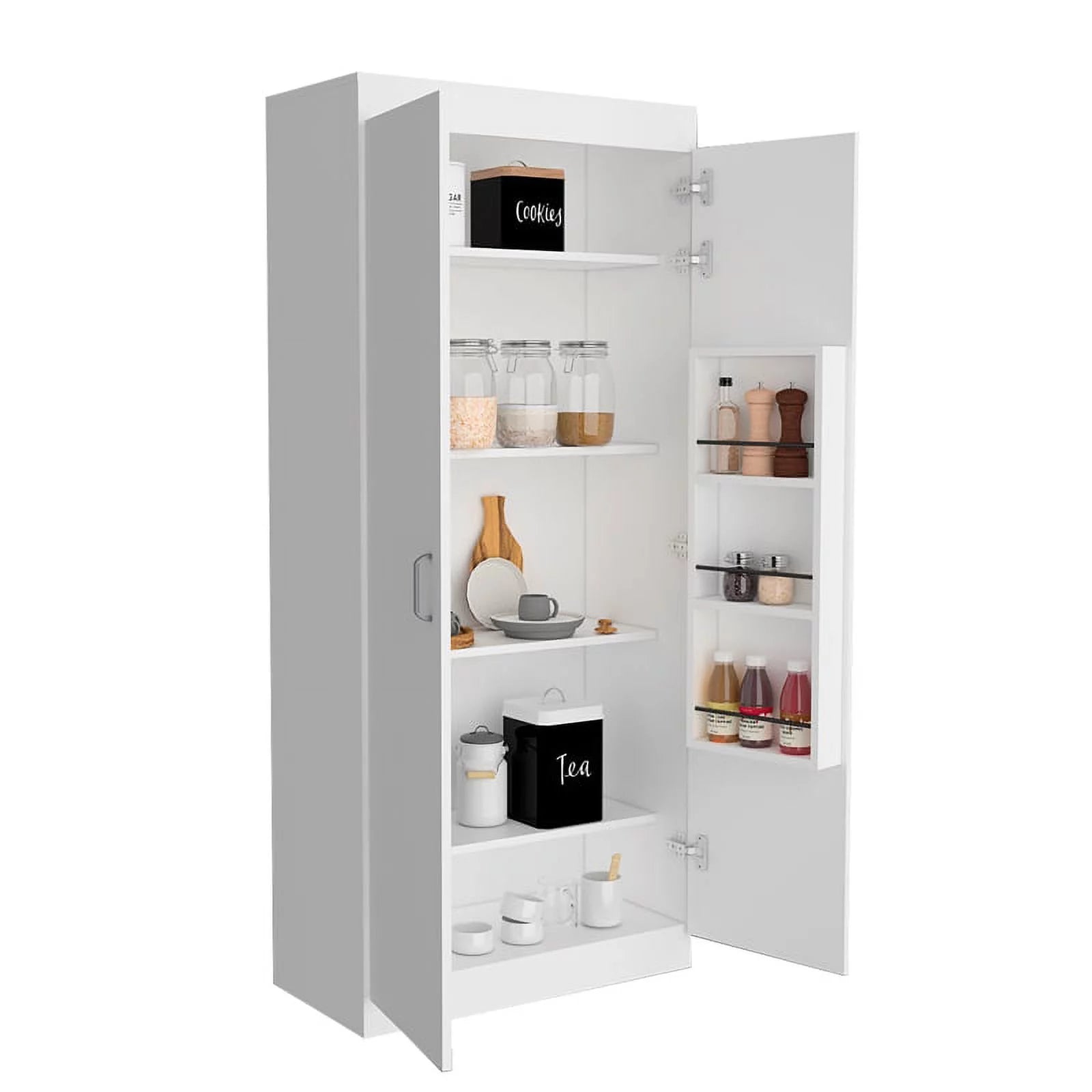 White 5-Shelf Engineered Wood Pantry Cabinet U981