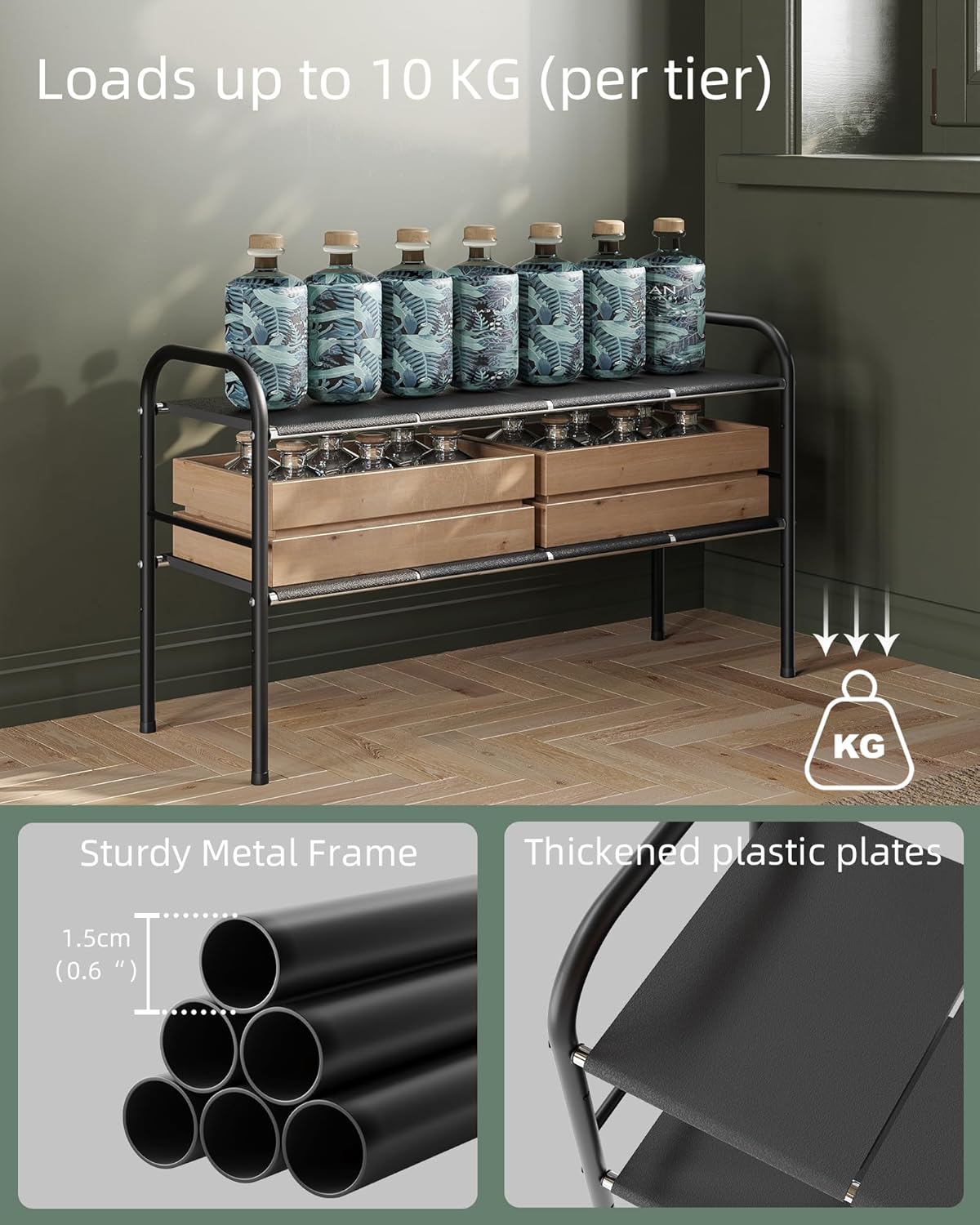 2 Tier Expandable Under Sink Organizer Shelf with 8 Removable Panels L77334