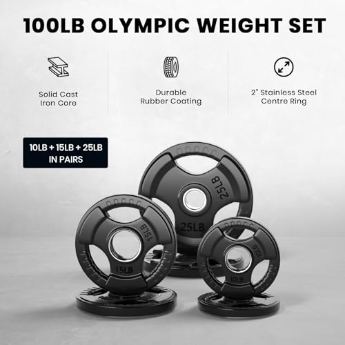 2.5-45LB Rubber Olympic Grip Weight Plates E331