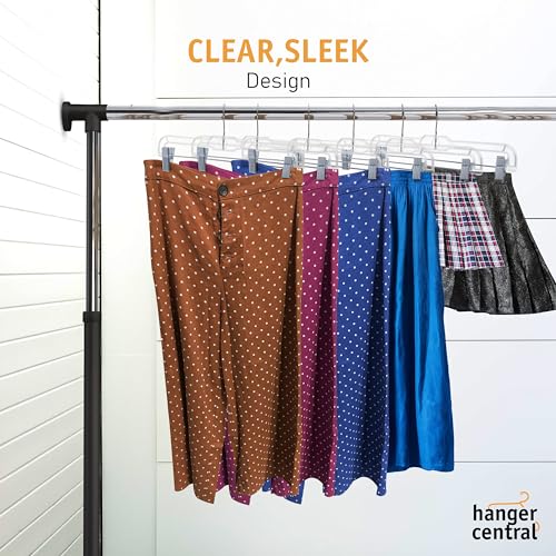12 Pack 14" Clear Skirt Hangers with Adjustable Clips Q542566