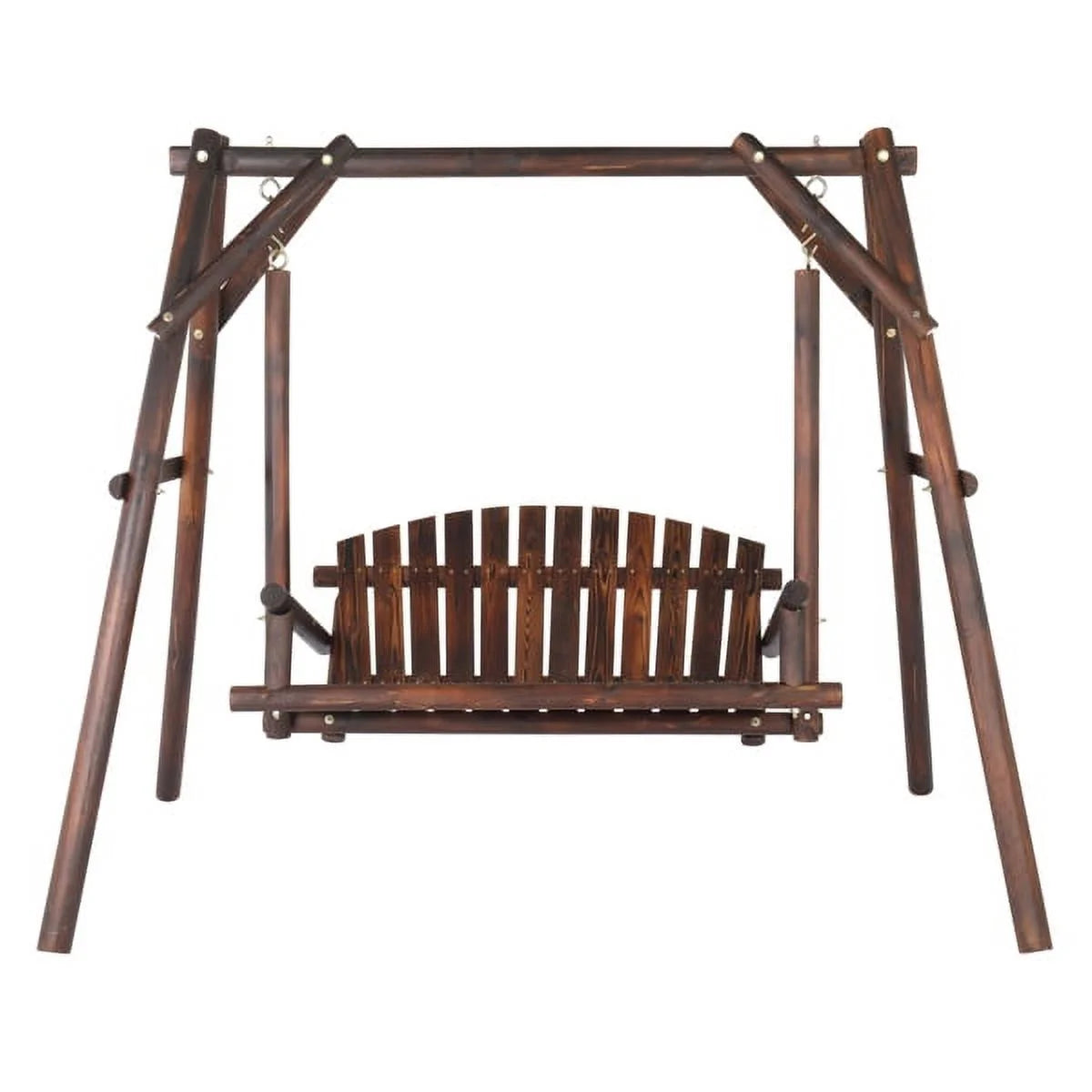 6.5ft Hardwood Patio Swing with Stand, Carbonized N962