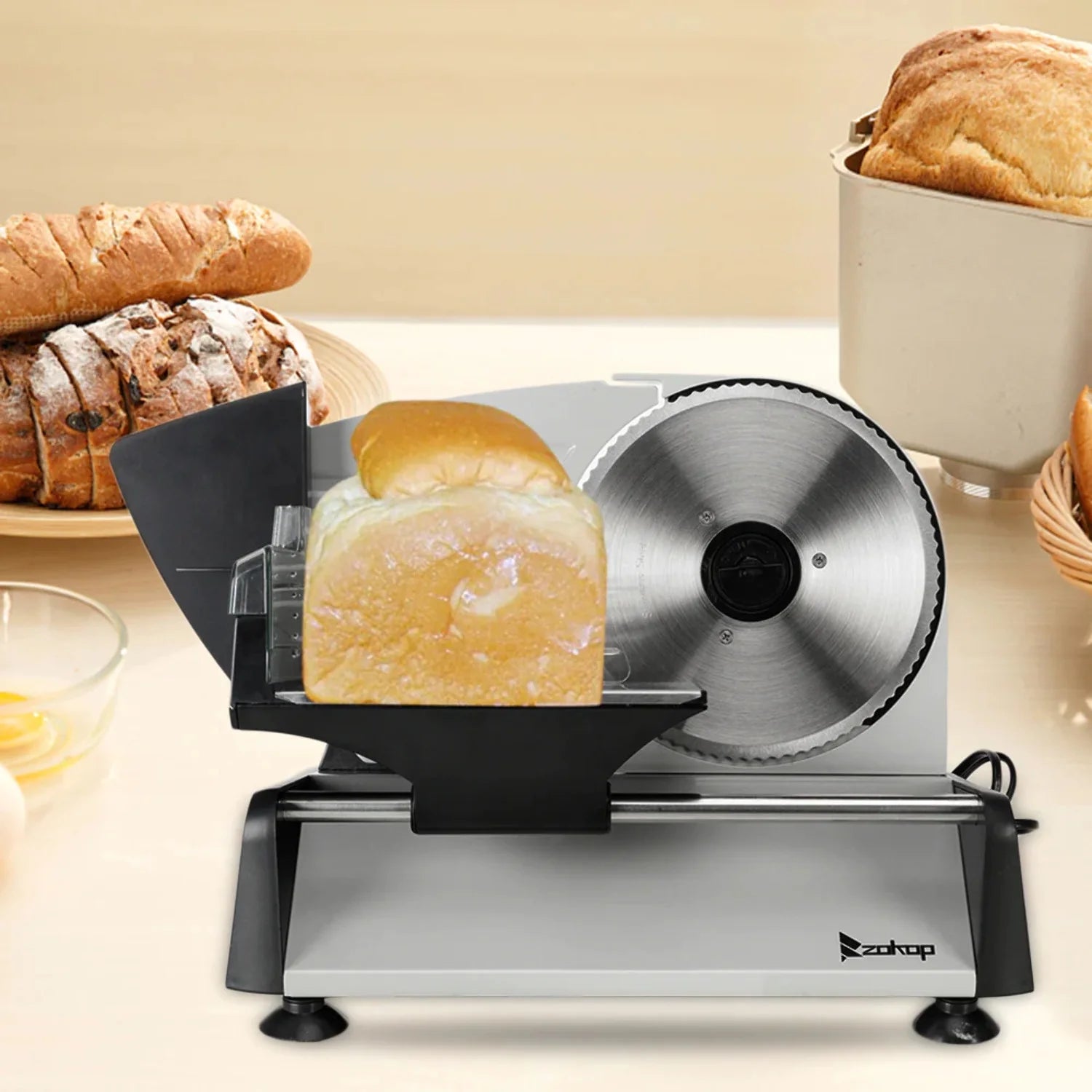 Electric Deli Food Slicer with Removable 7.5'' Serrated & Stainless Steel Blade F977983