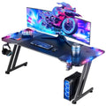47 Inch Gaming Desk with LED Lights Carbon Fibre Surface N163