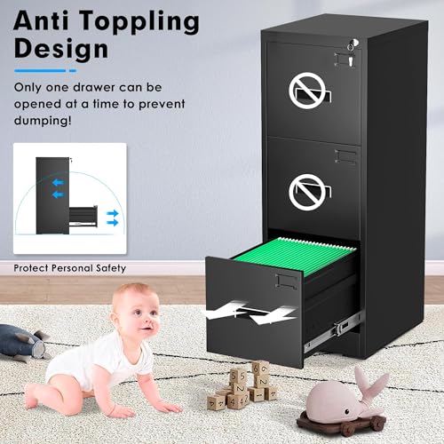 Black 2 Drawer Locking Metal File Cabinet V5690