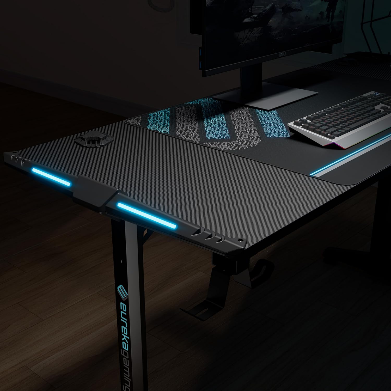 55 Inch Black Gaming Desk with USB Ports O944121