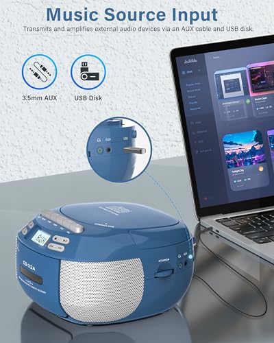 Boombox CD Player Cassette Player AM FM Radio with Bluetooth A7913