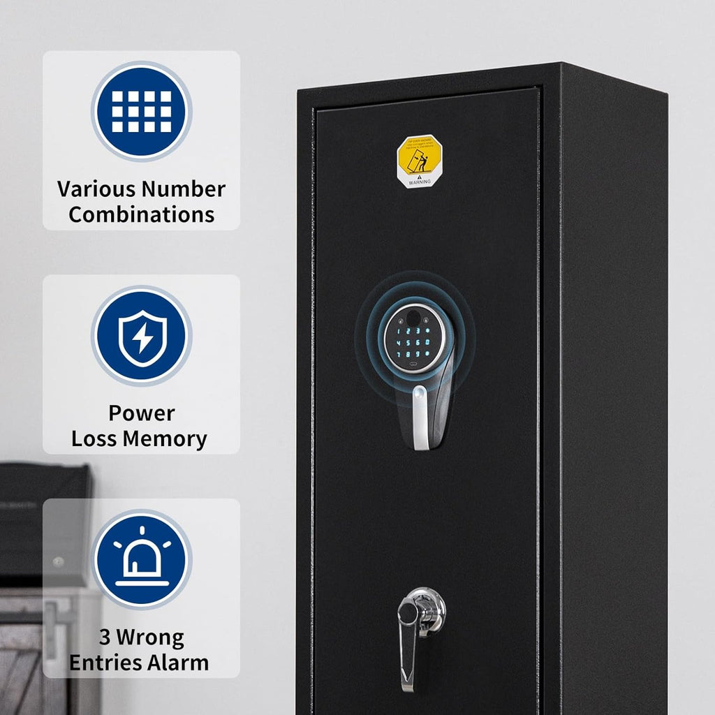 6 Long Gun Safe with Keys Keypad Wall Mount N47565