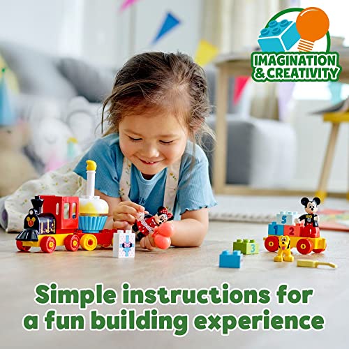 Mickey & Minnie Mouse Birthday Train Building Toy with Number Bricks, Cake and Balloons, for Ages 2+ V698