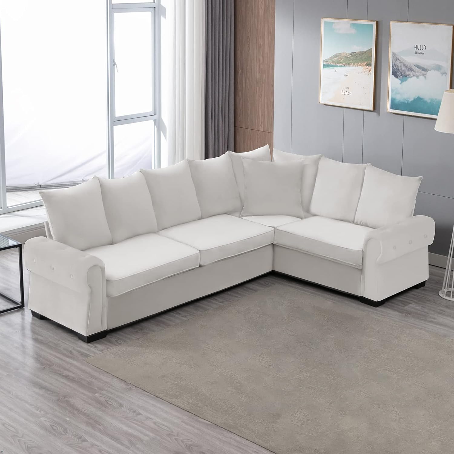Beige Pull Out Sofa Bed with Folding Foam Mattress D909775