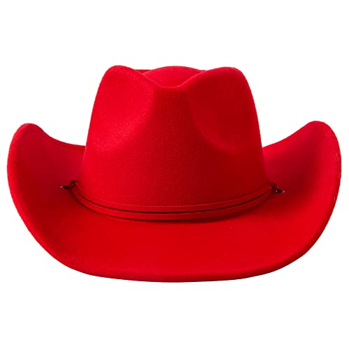 Retro Felt Wide Brim Cowboy Hat with Wind Lanyard G541