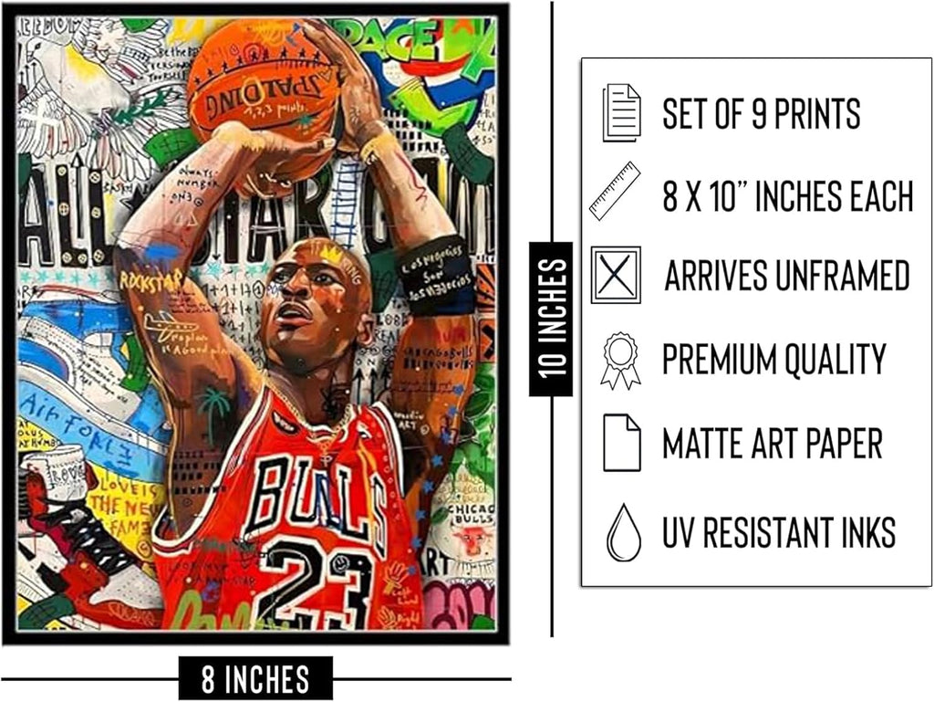Set of 9 Unframed 8"x10" Basketball Sports Poster D9358