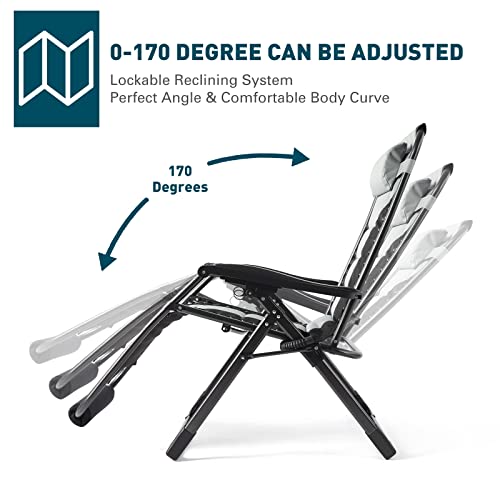 Oversized XL Padded Recliner Patio Lounge Chair with Headrest, Cup Holder & Foot Pad B675831