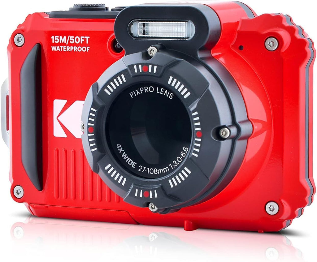 Red Rugged Waterproof Digital Camera with Case, Monopod, Card Reader (9 Items) X37211