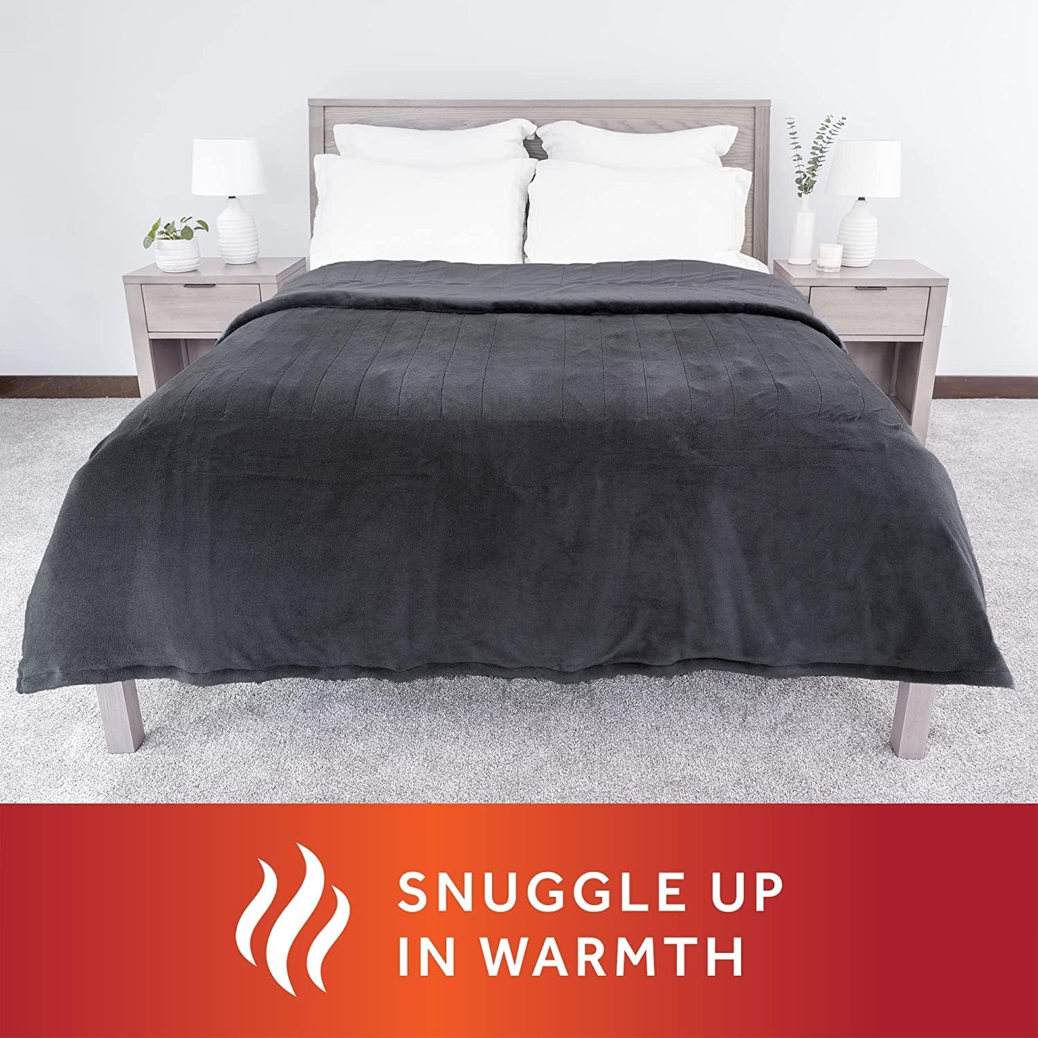King Slate Grey Electric Heated Blanket with Dual Zone M4541