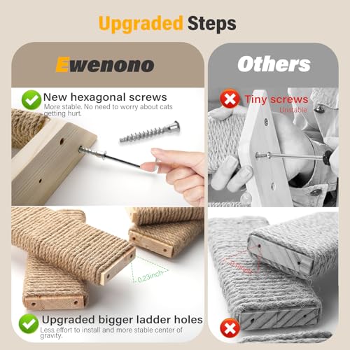 2 Pack 4 Steps Cat Wall Shelves with Sisal Rope V6871
