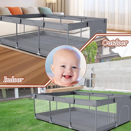 Extra Large 74" x 50" Baby Playpen with Breathable Mesh M116