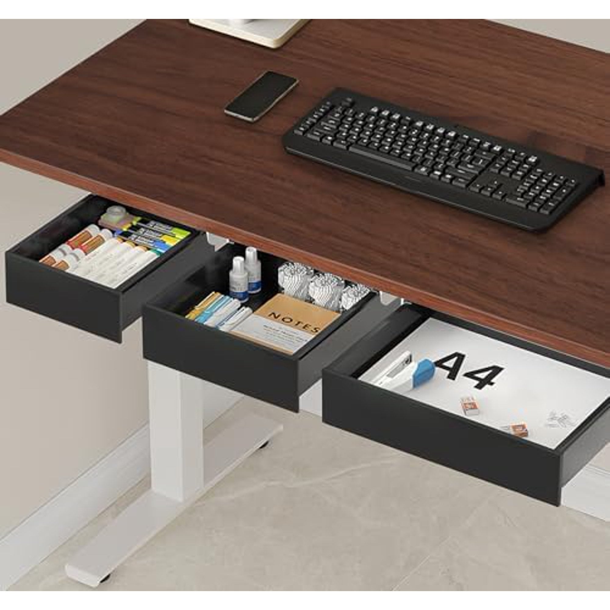 3 Pack Slide Out Desk Drawers, Black V240285