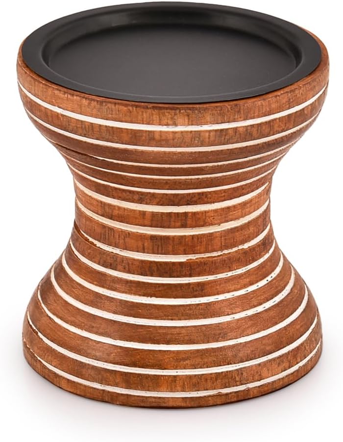 Mango Wood Candle Holder 4" X 4" X 4" Z14715