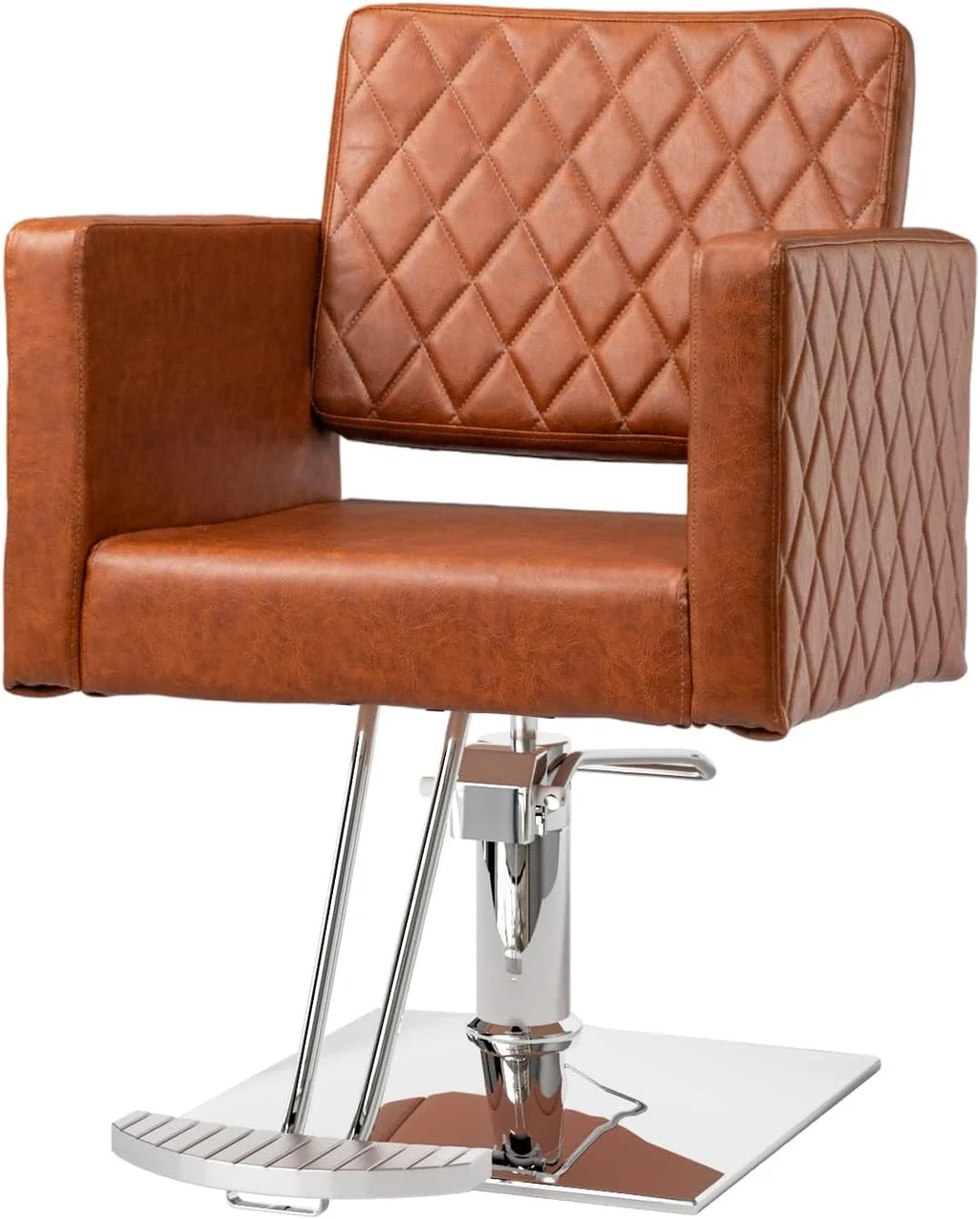 Brown Hydraulic Barber Chair with Aluminium Alloy Footrest J4122