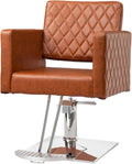 Brown Hydraulic Barber Chair with Aluminium Alloy Footrest J4122