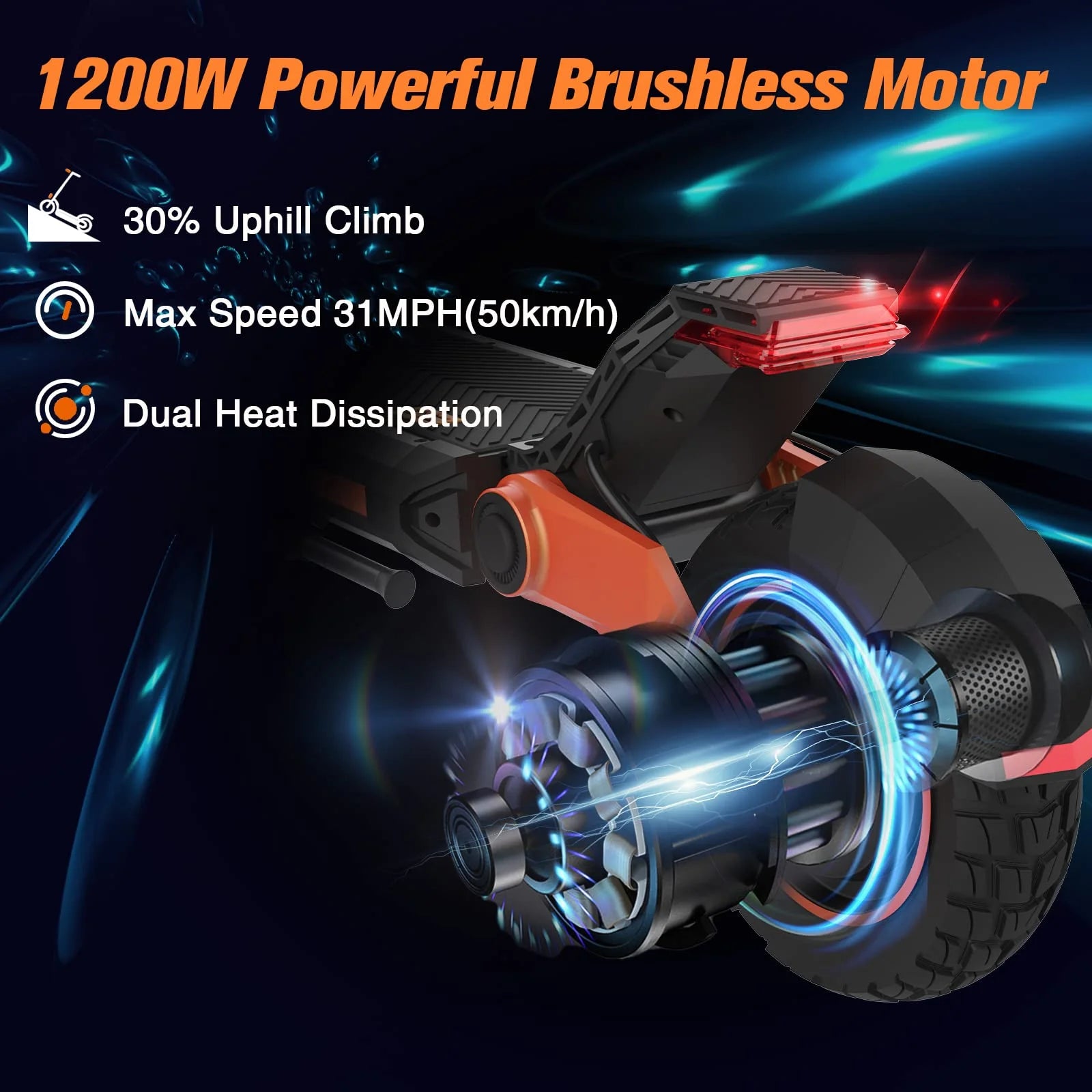 Electric Scooter 1200W Motor 10.5" Off Road Tires 52V/18Ah Dual Brake Folding T779