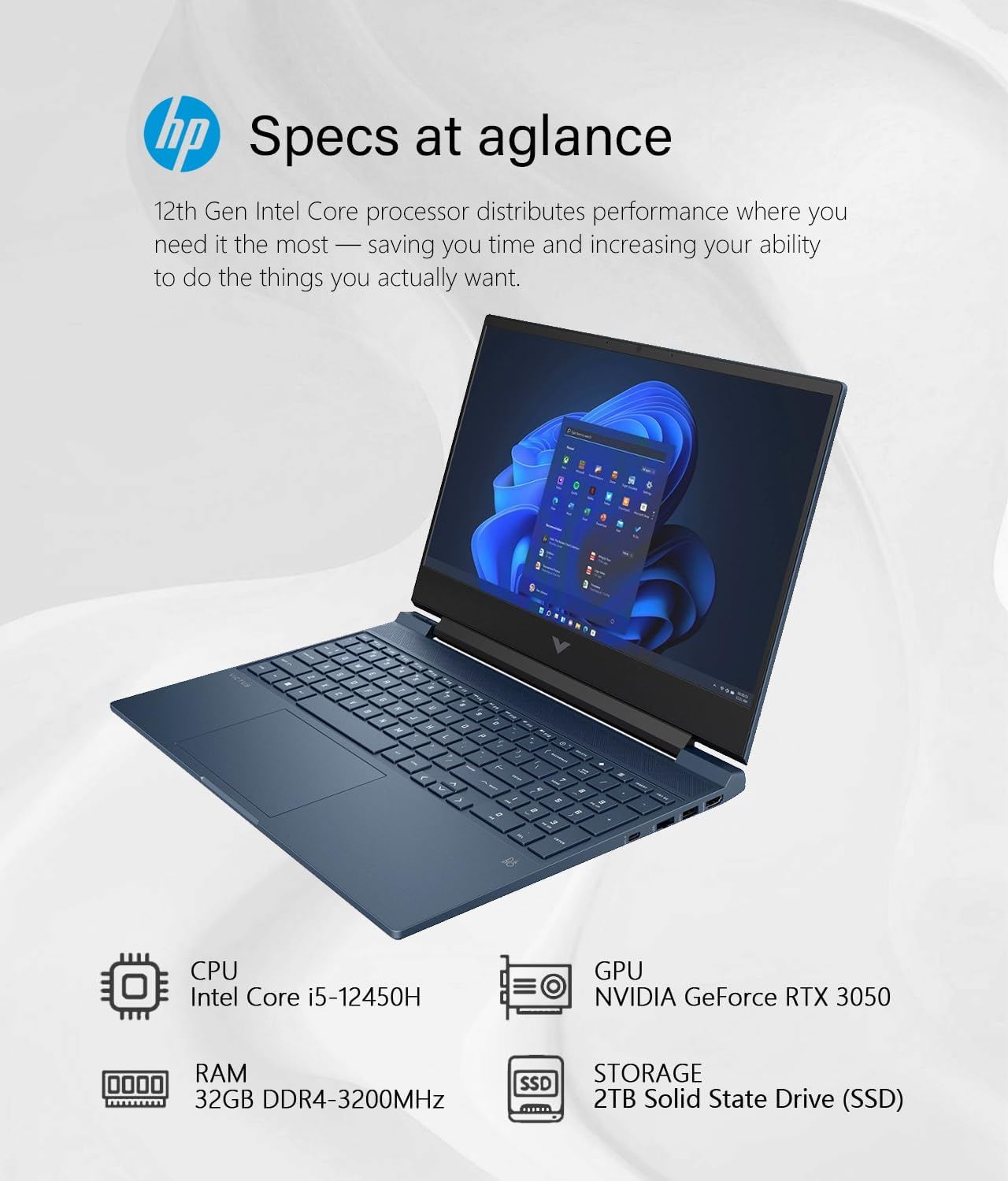 15.6" Full HD 144Hz Gaming Laptop, Intel Core i5-12450H, 32GB Memory, NVIDIA GeForce RTX 3050, 2TB SSD, Windows 11 T7821