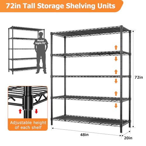 5-Tier Adjustable Metal Wire Shelving Unit Q736