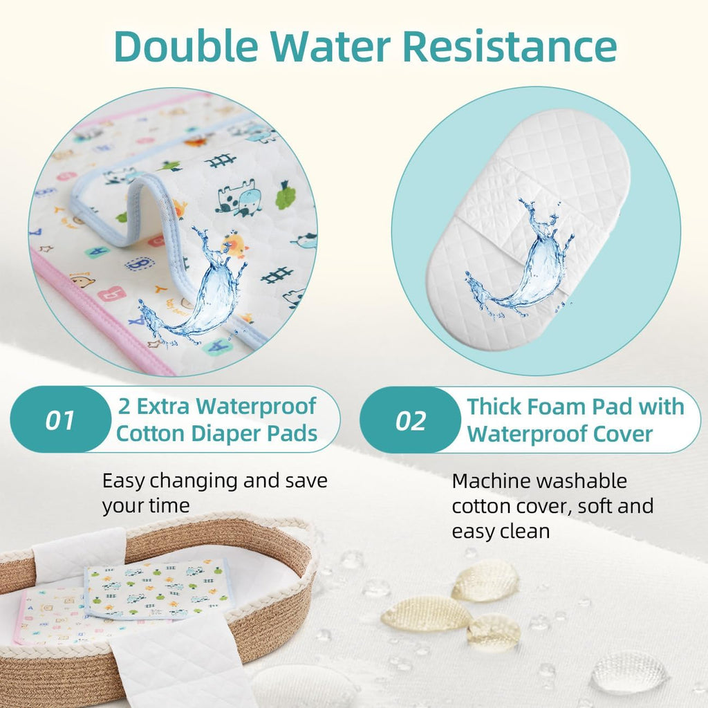 Baby Changing Basket with Waterproof 2 Diaper Pads and Removable Cover O982022