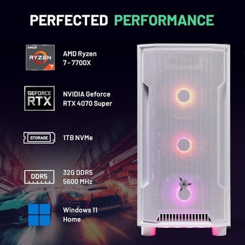 Ryzen 7 7700X RTX 4070 Super 12GB 1TB SSD 32GB DDR5 RAM Gaming PC Desktop R4946