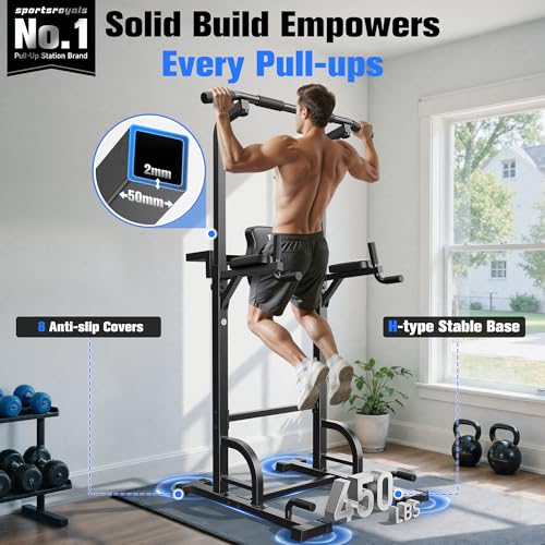 Pull Up Bar Dip Station Power Tower Multi-Function Home Gym Strength Training Fitness Equipment 450LBS O487