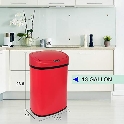 13 Gallon Stainless Steel Automatic Sensor Trash Can with Lid, Black D66330