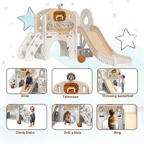8 in 1 Toddler Slide Set with Basketball Hoop and Ball D350978