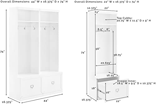 White 2-Piece Entryway Set with 2 Hall Trees K351