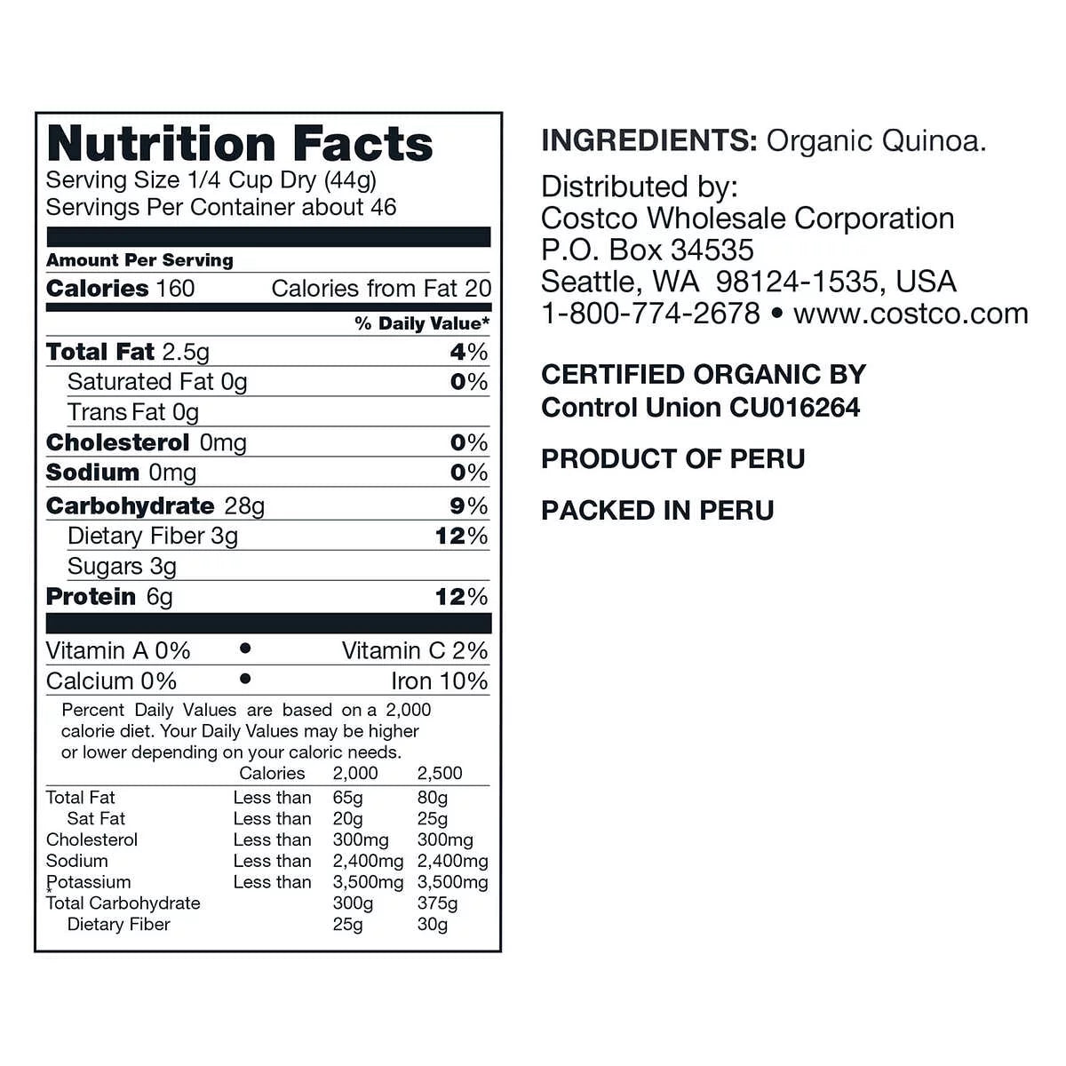 Organic Quinoa, Resealable Bag 4.5 lbs (2 PACK) Q5132