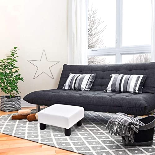 16" Small PU Leather Ottoman with Padded Seat Plastic Wood Legs (Red) R107486