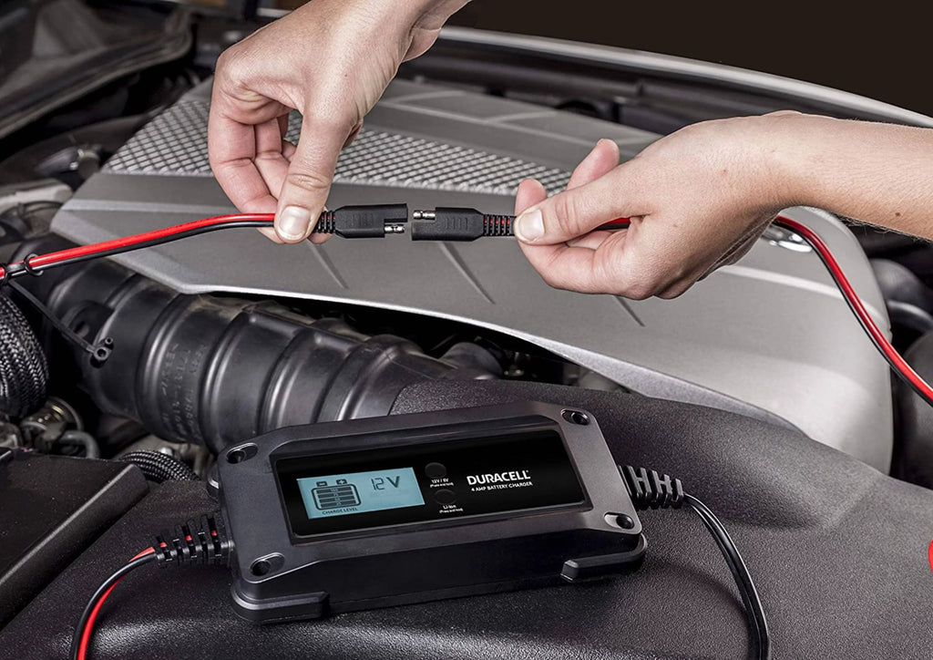 4 Amp Battery Charger Maintainer with LCD Display for 6V, 12V, Lithium Ion Battery D366408